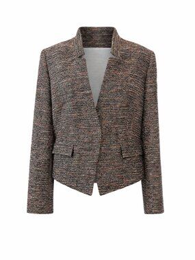 Tahari Arthur S. Levine Blazer Size 12 Textured Multicolor Weave Silver Accent